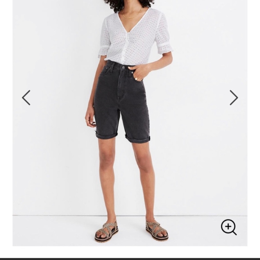 High-Rise Long Denim Shorts